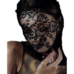 🆕Women Black Lace Hole Face Mask Gothic Sexy Halloween Spandex Cosplay Mask